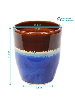 Brand new 👏 Captivating Vista Ceramic Planter - 14" - Beachcomber by Sunnydaze Decor 😀 -Sunnydaze Decor Shop Belk 2376