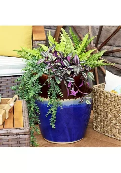 Brand new 👏 Captivating Vista Ceramic Planter - 14" - Beachcomber by Sunnydaze Decor 😀 -Sunnydaze Decor Shop Belk 2377