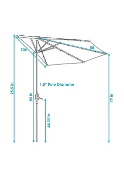 Buy 🧨 9 ft Solar Steel Half Patio Umbrella with Crank - Navy Blue by Sunnydaze Decor 👍 -Sunnydaze Decor Shop Belk 2405