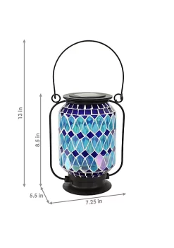 Buy 🌟 Cool Blue Mosaic Glass Outdoor Solar LED Lantern - 8 in by Sunnydaze Decor 💯 -Sunnydaze Decor Shop Belk 241