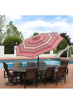 Best Pirce 😀 9 ft Aluminum Patio Umbrella with Tilt and Crank - Awning Stripe by Sunnydaze Decor 🎁 -Sunnydaze Decor Shop Belk 2412
