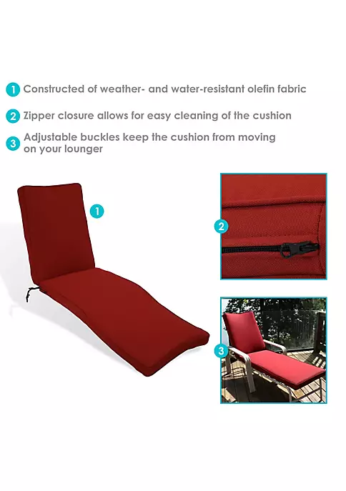 Outlet ๐ Indoor/Outdoor Olefin Chaise Lounge Chair Cushion - Red by Sunnydaze Decor ๐คฉ 6 Outlet ๐ Indoor/Outdoor Olefin Chaise Lounge Chair Cushion - Red by Sunnydaze Decor ๐คฉ - Image 4