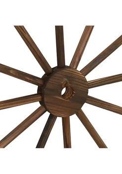 Outlet 🌟 Burnt Finish Outdoor Fir Wood Wagon Wheel Statue - 23.75 in by Sunnydaze Decor 👏 -Sunnydaze Decor Shop Belk 2441