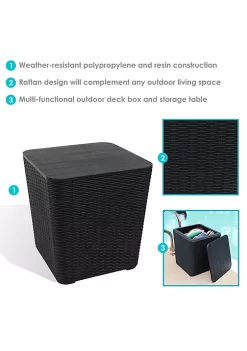 Deals ❤️ 11.5 gal Faux Rattan Outdoor Storage Box - Phantom Gray by Sunnydaze Decor 💯 -Sunnydaze Decor Shop Belk 2454