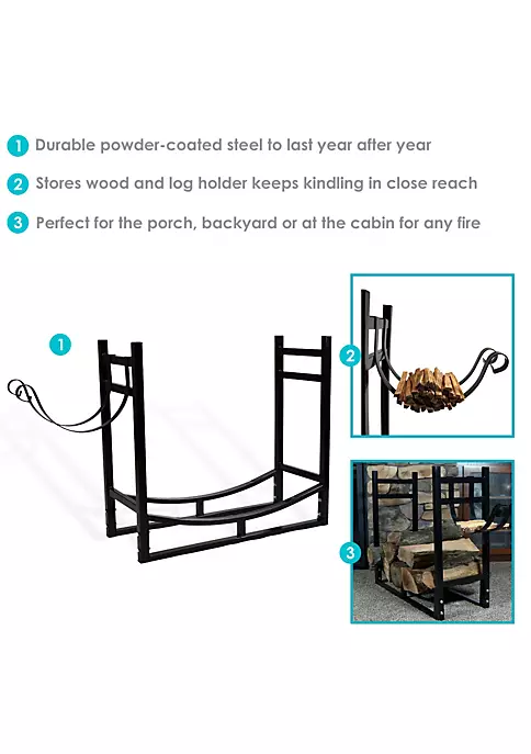 Top 10 โ 33 in Steel Firewood Log Rack with Kindling Holder - Black by Sunnydaze Decor ๐ 6 Top 10 โ 33 in Steel Firewood Log Rack with Kindling Holder - Black by Sunnydaze Decor ๐ - Image 4