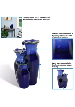 Flash Sale 🎉 Tiered Blue Pitchers Ceramic Indoor Water Fountain - 11 in by Sunnydaze Decor 🎁 -Sunnydaze Decor Shop Belk 2501
