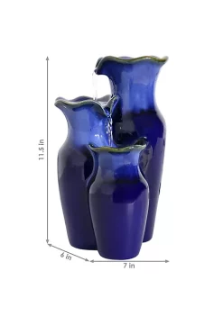 Flash Sale 🎉 Tiered Blue Pitchers Ceramic Indoor Water Fountain - 11 in by Sunnydaze Decor 🎁 -Sunnydaze Decor Shop Belk 2502