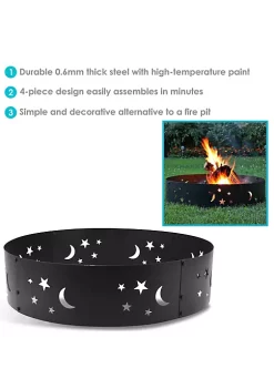 Promo 🌟 36 in Steel Die-Cute Stars and Moons Wood Burning Fire Pit Ring by Sunnydaze Decor 🎉 -Sunnydaze Decor Shop Belk 2507