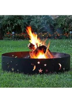 Promo 🌟 36 in Steel Die-Cute Stars and Moons Wood Burning Fire Pit Ring by Sunnydaze Decor 🎉 -Sunnydaze Decor Shop Belk 2509