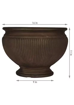 Hot Sale 🧨 16 in Elizabeth Ribbed Urn Dual-Wall Polyresin Planter - Rust by Sunnydaze Decor 🔔 -Sunnydaze Decor Shop Belk 2535