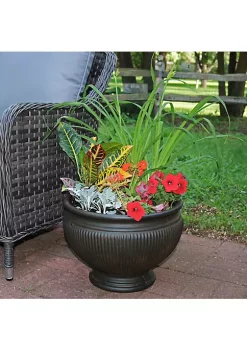 Hot Sale 🧨 16 in Elizabeth Ribbed Urn Dual-Wall Polyresin Planter - Rust by Sunnydaze Decor 🔔 -Sunnydaze Decor Shop Belk 2536