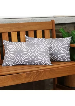 New ⭐ Sunnydaze 2 Outdoor Lumbar Throw Pillows - 12 x 20-Inch - Gray Geometric by Sunnydaze Decor 🛒