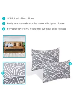 New ⭐ Sunnydaze 2 Outdoor Lumbar Throw Pillows - 12 x 20-Inch - Gray Geometric by Sunnydaze Decor 🛒 -Sunnydaze Decor Shop Belk 2568