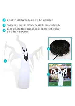 Buy 😍 Diabolical Ghost 🧛 Halloween LED Inflatable Yard Decoration - 7 ft by Sunnydaze Decor 🔥 -Sunnydaze Decor Shop Belk 2573