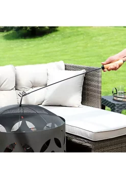 Flash Sale 🔔 26 in Steel Outdoor Fire Pit Poker with Hook and Wooden Handle by Sunnydaze Decor ⭐
