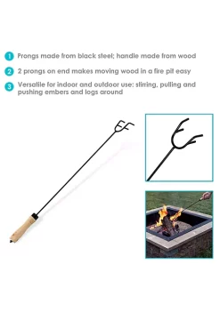 Flash Sale 🔔 26 in Steel Outdoor Fire Pit Poker with Hook and Wooden Handle by Sunnydaze Decor ⭐ -Sunnydaze Decor Shop Belk 2594