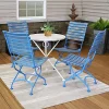 Outlet 🛒 Cafe Couleur Chestnut Wood 5-Piece Folding Bistro Set - Blue by Sunnydaze Decor ⌛