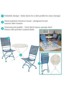 Outlet 🛒 Cafe Couleur Chestnut Wood 5-Piece Folding Bistro Set - Blue by Sunnydaze Decor ⌛ -Sunnydaze Decor Shop Belk 2603