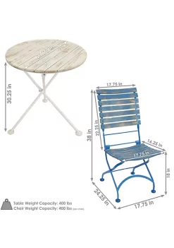 Outlet 🛒 Cafe Couleur Chestnut Wood 5-Piece Folding Bistro Set - Blue by Sunnydaze Decor ⌛ -Sunnydaze Decor Shop Belk 2604