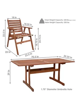 Discount 🎁 Meranti Wood 7-Piece Patio 6 ft Dining Table and Chairs Set by Sunnydaze Decor 😍 -Sunnydaze Decor Shop Belk 2609