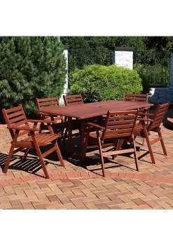 Discount 🎁 Meranti Wood 7-Piece Patio 6 ft Dining Table and Chairs Set by Sunnydaze Decor 😍 -Sunnydaze Decor Shop Belk 2610