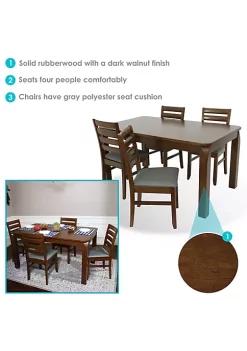 Discount ✨ Dorian 5-Piece Wooden Dining Table and Chairs Set - Dark Walnut by Sunnydaze Decor ❤️ -Sunnydaze Decor Shop Belk 2614