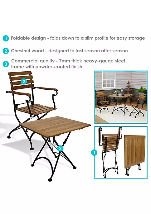 Coupon ๐ฏ Essential Chestnut Wood 3-Piece Folding Patio Bistro Dining Set by Sunnydaze Decor ๐ 6 Coupon ๐ฏ Essential Chestnut Wood 3-Piece Folding Patio Bistro Dining Set by Sunnydaze Decor ๐ - Image 4