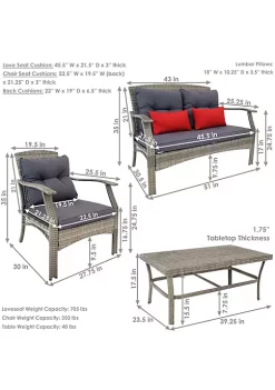 Discount 😉 Kingsley Rattan 4-Piece Patio Conversation Set - Charcoal by Sunnydaze Decor 👏 -Sunnydaze Decor Shop Belk 2627
