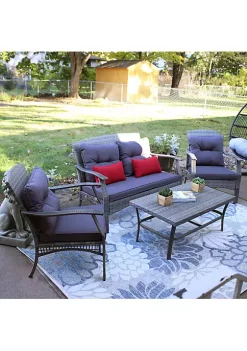 Discount 😉 Kingsley Rattan 4-Piece Patio Conversation Set - Charcoal by Sunnydaze Decor 👏 -Sunnydaze Decor Shop Belk 2628