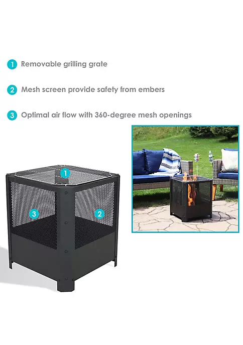 Budget 🤩 16 in Grelha Square Steel Fire Pit with Grilling Grate - Black by Sunnydaze Decor ❤️ 5 Budget 🤩 16 in Grelha Square Steel Fire Pit with Grilling Grate - Black by Sunnydaze Decor ❤️ - Image 4