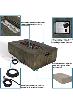 Best Pirce 🔥 48 in Rustic Faux Wood Propane Gas Fire Pit Table with Cover by Sunnydaze Decor 😀 -Sunnydaze Decor Shop Belk 2644