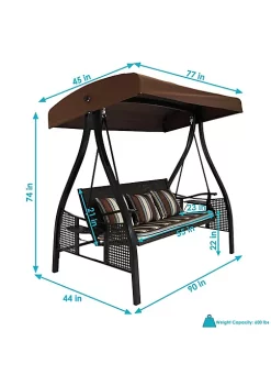 Top 10 🤩 3-Person Steel Patio Swing Bench with Side Tables/Canopy - Brown by Sunnydaze Decor 🤩 -Sunnydaze Decor Shop Belk 2650