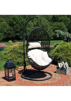 Best deal ✨ Resin Wicker Basket Egg Chair with Steel Stand/Cushions - Beige by Sunnydaze Decor 🎉