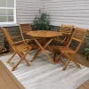 Cheapest ✔️ Meranti Wood 5-Piece Folding Patio Dining Table and Chairs Set by Sunnydaze Decor 👍 -Sunnydaze Decor Shop Belk 2669