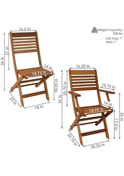 Cheapest ✔️ Meranti Wood 5-Piece Folding Patio Dining Table and Chairs Set by Sunnydaze Decor 👍 -Sunnydaze Decor Shop Belk 2671