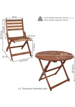Best Sale 🎁 Meranti Wood 5-Piece Folding Patio Round Dining Table and Chairs by Sunnydaze Decor ❤️ -Sunnydaze Decor Shop Belk 2687