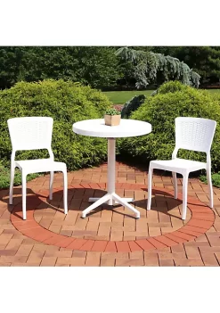 Discount 🤩 Hewitt Plastic 3-Piece Dining Table and Chairs Set - White by Sunnydaze Decor 😍