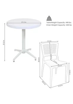 Discount 🤩 Hewitt Plastic 3-Piece Dining Table and Chairs Set - White by Sunnydaze Decor 😍 -Sunnydaze Decor Shop Belk 2710