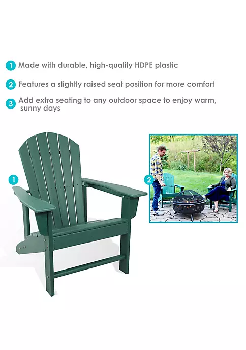 Promo ๐ Upright HDPE Raised Outdoor Adirondack Chair - Green - Set of 2 by Sunnydaze Decor ๐ 6 Promo ๐ Upright HDPE Raised Outdoor Adirondack Chair - Green - Set of 2 by Sunnydaze Decor ๐ - Image 4