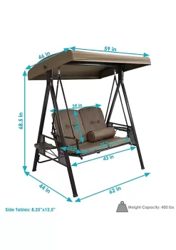 Cheap 😉 2-Person Adjustable Steel Swing Bench with Canopy/Cushion - Beige by Sunnydaze Decor ✔️ -Sunnydaze Decor Shop Belk 2732