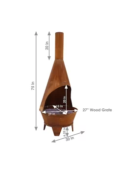 Best Sale 😀 6 ft Steel Wood Burning Outdoor Chiminea Fire Pit with Wood Grate by Sunnydaze Decor ❤️ -Sunnydaze Decor Shop Belk 2743