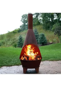 Best Sale 😀 6 ft Steel Wood Burning Outdoor Chiminea Fire Pit with Wood Grate by Sunnydaze Decor ❤️ -Sunnydaze Decor Shop Belk 2744