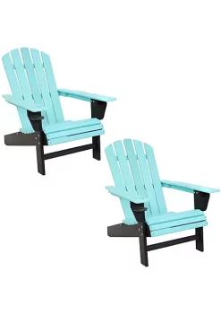 Best Sale 🧨 Sunnydaze Turquoise/Black Adirondack Chair with Drink Holder - Set of 2 by Sunnydaze Decor ✨ -Sunnydaze Decor Shop Belk 2746