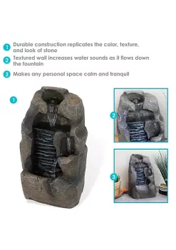 Outlet 🥰 Stony Rock Waterfall Resin Indoor Tabletop Water Fountain - 11 in by Sunnydaze Decor ✔️ -Sunnydaze Decor Shop Belk 275