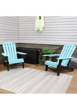 Best Sale 🧨 Sunnydaze Turquoise/Black Adirondack Chair with Drink Holder - Set of 2 by Sunnydaze Decor ✨ -Sunnydaze Decor Shop Belk 2750