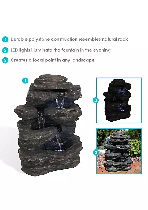 Discount ๐ Polystone Rock Falls Waterfall Fountain with LED Lights - 24 in by Sunnydaze Decor โจ 6 Discount ๐ Polystone Rock Falls Waterfall Fountain with LED Lights - 24 in by Sunnydaze Decor โจ - Image 4