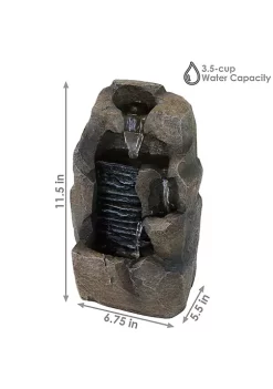 Outlet 🥰 Stony Rock Waterfall Resin Indoor Tabletop Water Fountain - 11 in by Sunnydaze Decor ✔️ -Sunnydaze Decor Shop Belk 276