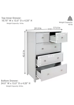 Top 10 👏 Beadboard Vertical 👗 Dresser with 5 Drawers - Gray - 43.5 in by Sunnydaze Decor 🌟 -Sunnydaze Decor Shop Belk 2765