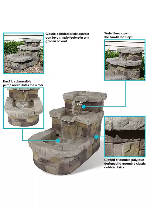 Budget ๐ Polyresin 3-Tiered Brick Steps Outdoor Water Fountain - 21 in by Sunnydaze Decor ๐ 6 Budget ๐ Polyresin 3-Tiered Brick Steps Outdoor Water Fountain - 21 in by Sunnydaze Decor ๐ - Image 4