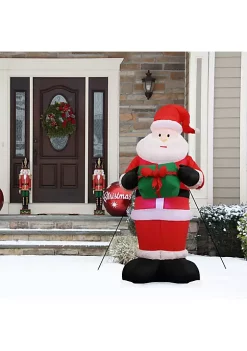 Promo ๐ Santa with Present ๐ Christmas Inflatable Yard Decoration - 6 ft by Sunnydaze Decor ๐